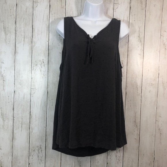Torrid Dark Grey Swiss Dot Lace-Up Tank 1 - Picture 1 of 10